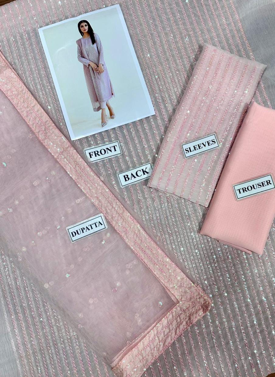 AFROZEH Organza Embroidered luxury Suit