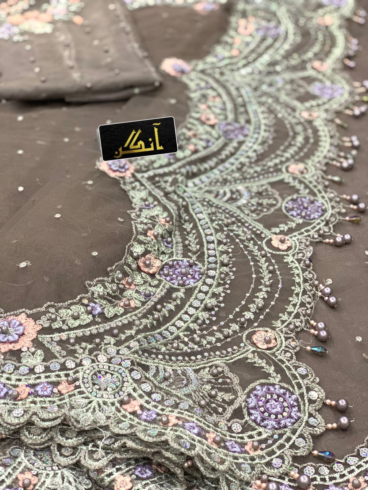 MARIA.B net saree embroidered sequence hand embellished luxury unstitched
