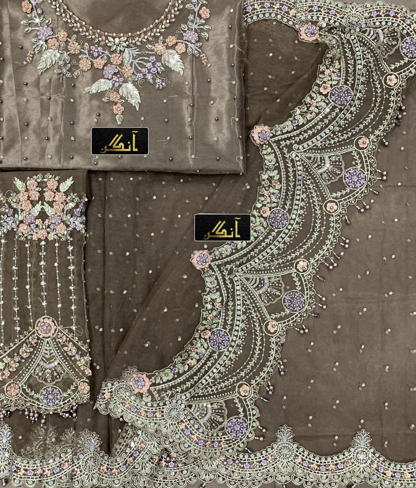 MARIA.B net saree embroidered sequence hand embellished luxury unstitched