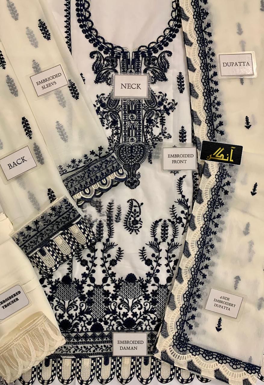 ASIM JOFA chiffon embroidered sequence unstitched 3pc