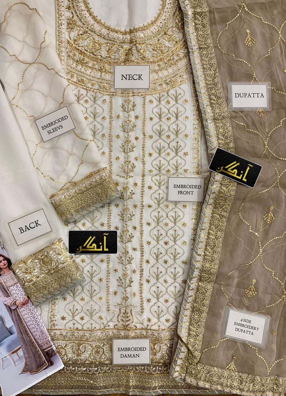 ASIM JOFA chiffon embroidered sequence luxury unstitched suit