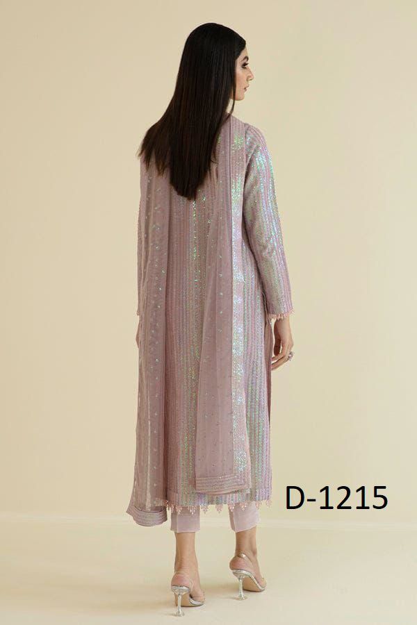 BAROQUE BRAND LUXURY EMBROIDERED CHIFFON