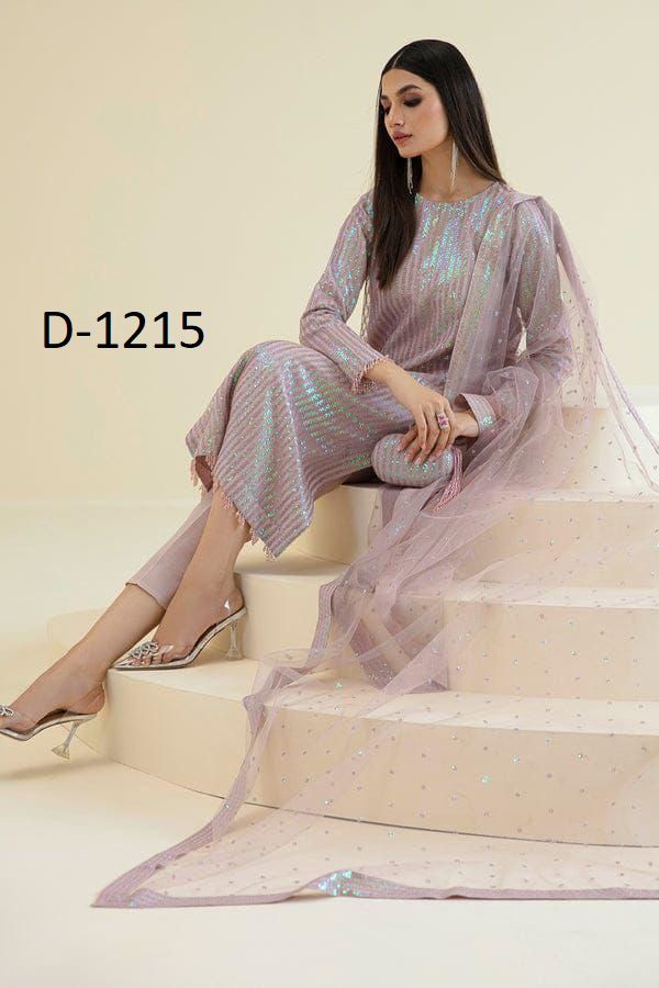 BAROQUE BRAND LUXURY EMBROIDERED CHIFFON