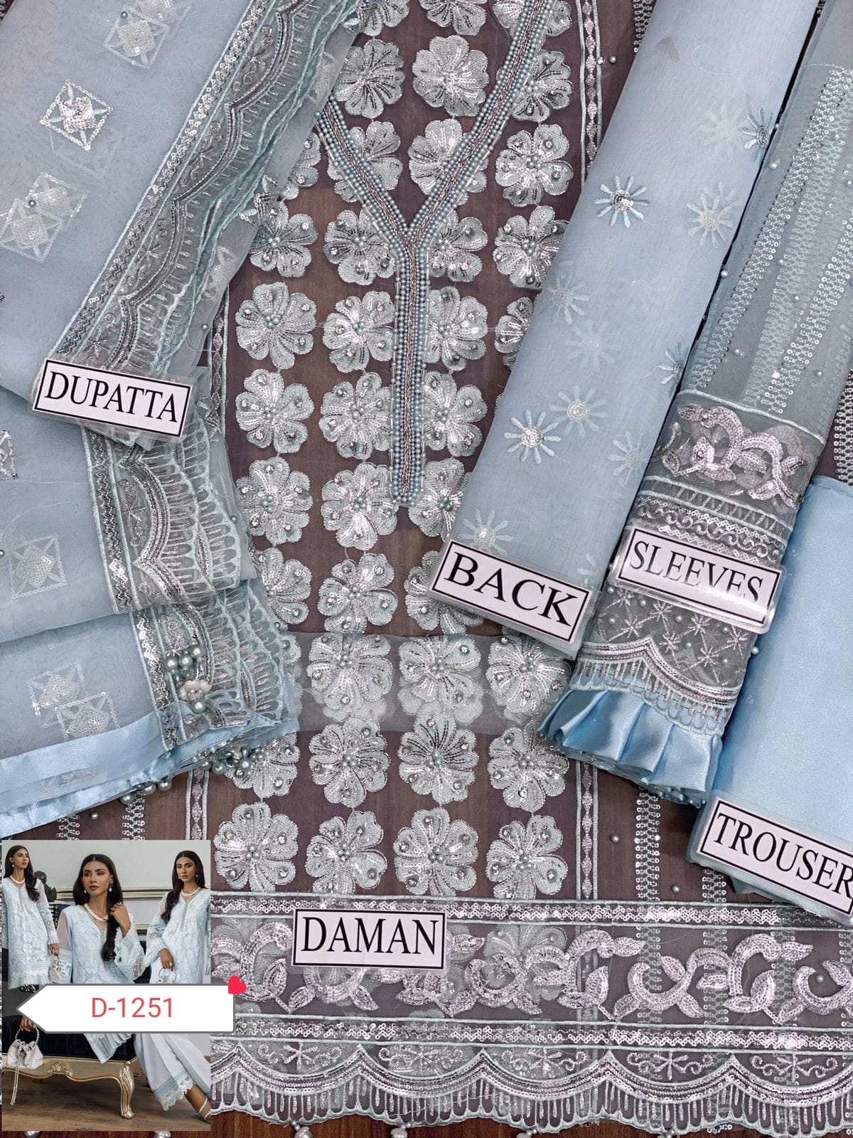 AGHA NOOR HAND EMBELLISHED ORGANZA WORK DRESS