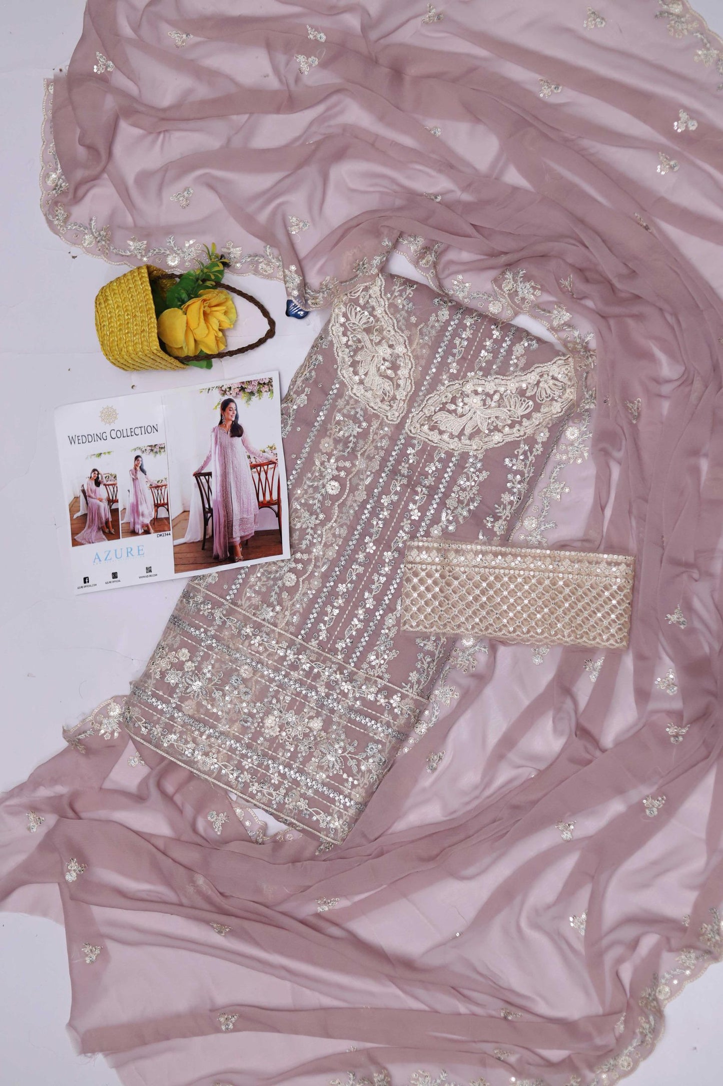 WEDDING EDITION AZURE CHIFFON EMBROIDERED ARTICLE