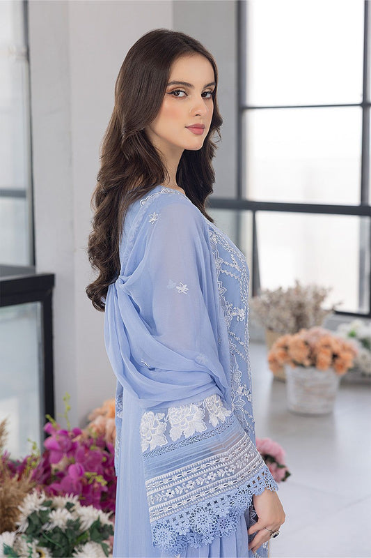 Azure Elegant premium organza embroidery suit