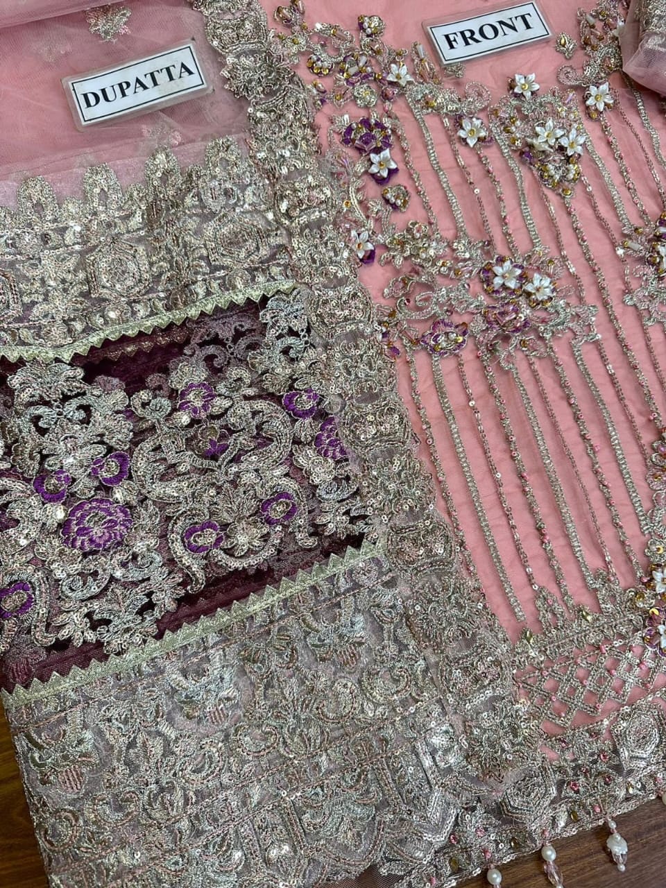 IMROZIA Net Embroidered hand embellished luxury Gharara