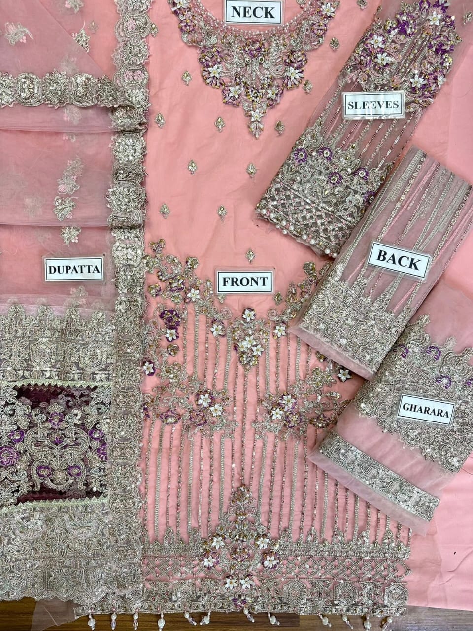 IMROZIA Net Embroidered hand embellished luxury Gharara