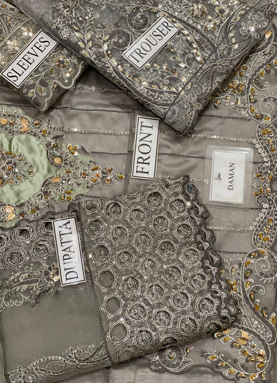 EMAAN ADEEL organza embroidered sequence hand embellished luxury suit