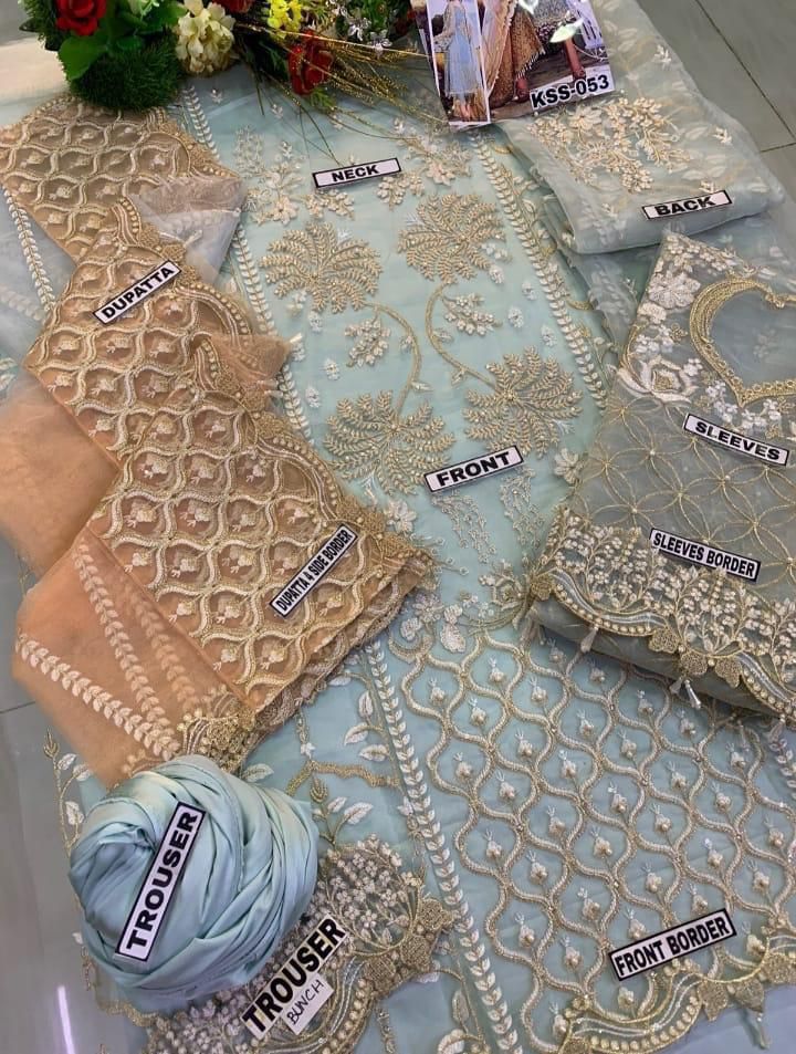 AGHA NOOR Organza Embroidered & sequence luxury unstitched suit