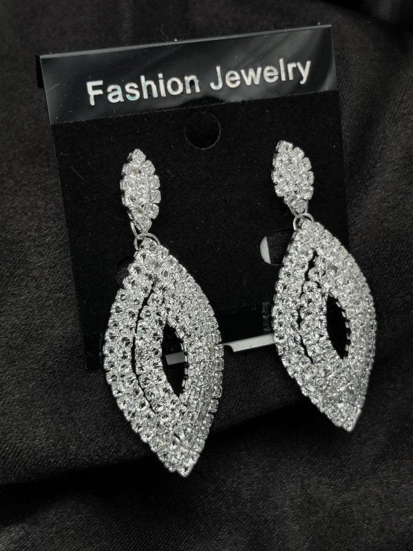 Diamond Cascade Design Earrings| Luxury Look Artificial Earrings | Girls Earrings | Women Earrings ( Silver )