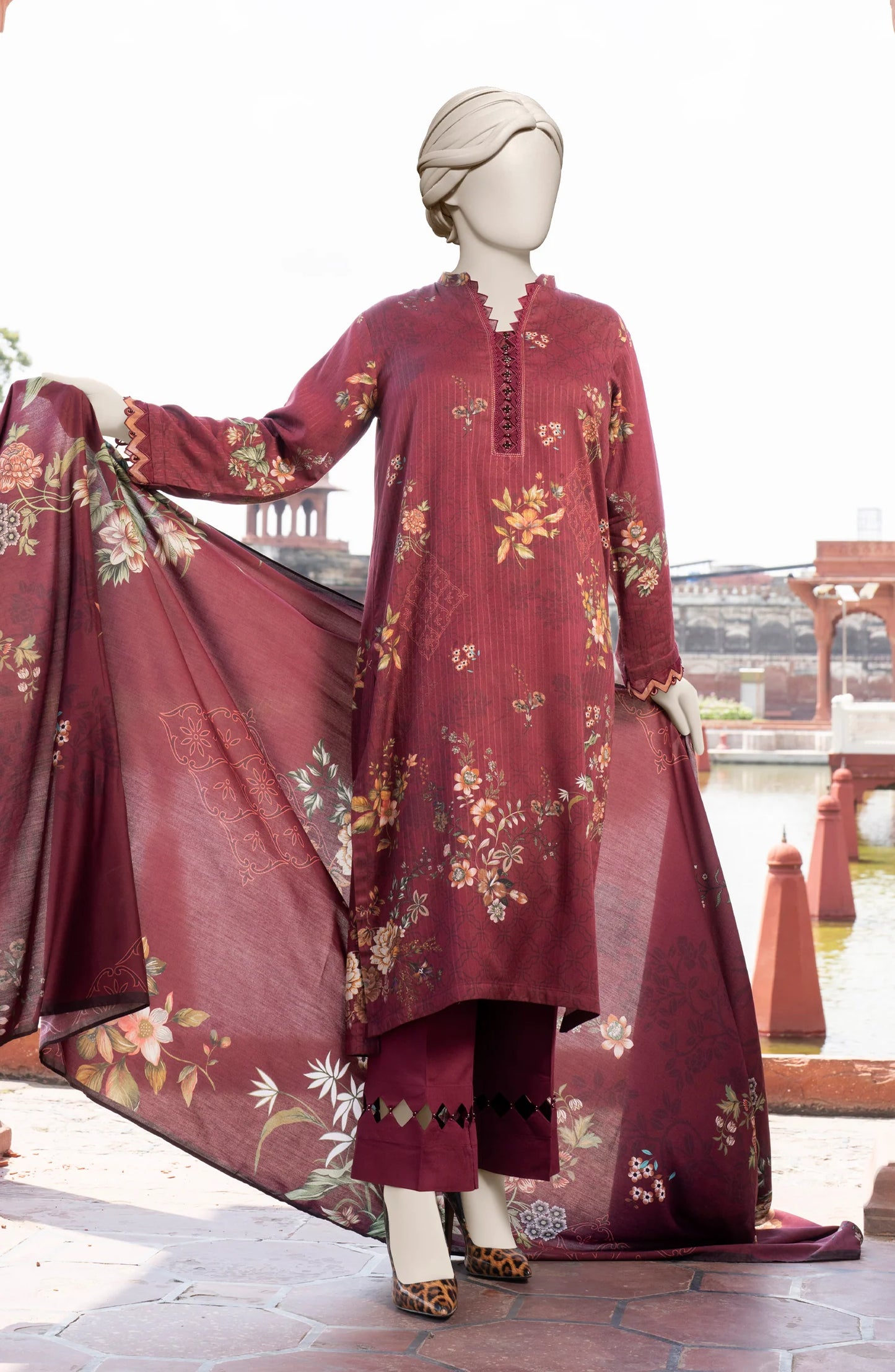 PRINTED TEXTURED VISCOSE 3PCS UNSTITCHED