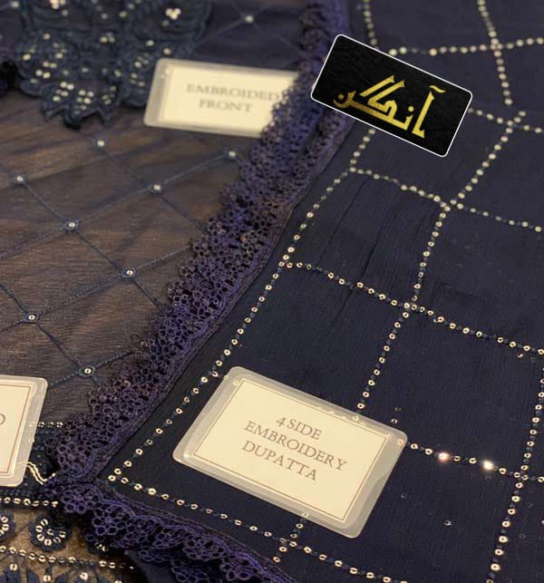 ASIM JOFA Chiffon Embroidered Sequence Unstitched