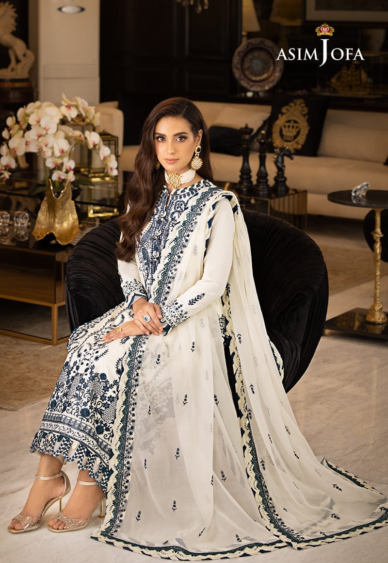 ASIM JOFA chiffon embroidered sequence unstitched 3pc