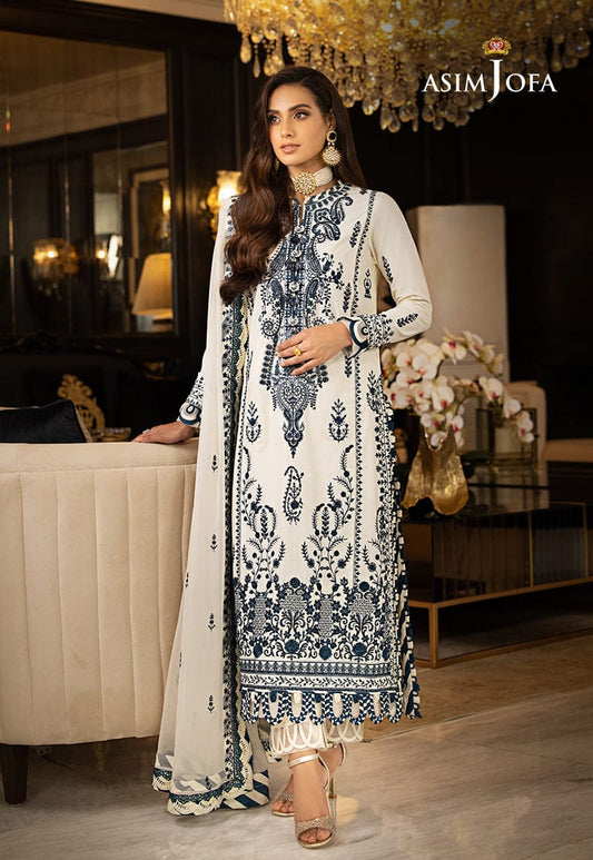 ASIM JOFA chiffon embroidered sequence unstitched 3pc