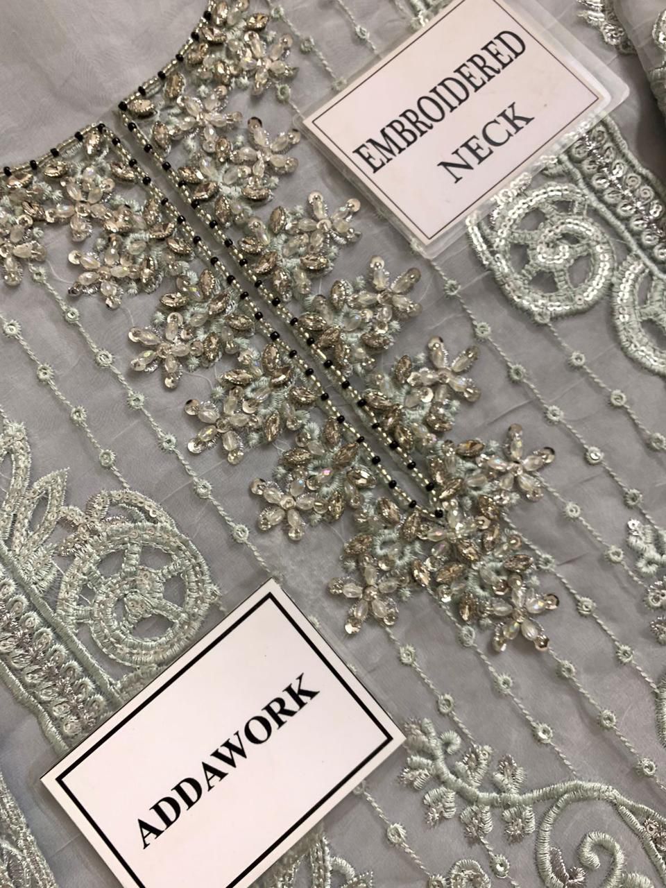 MARYAM'S Organza Embroidered hand embellished luxury unstitched