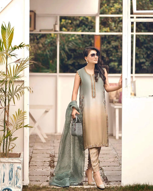 PECOCK Shamooz Silk Embroidered Suit