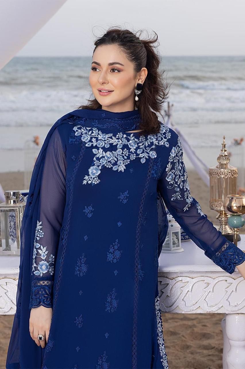 AZURE chiffon embroidered luxury unstitched 3pc