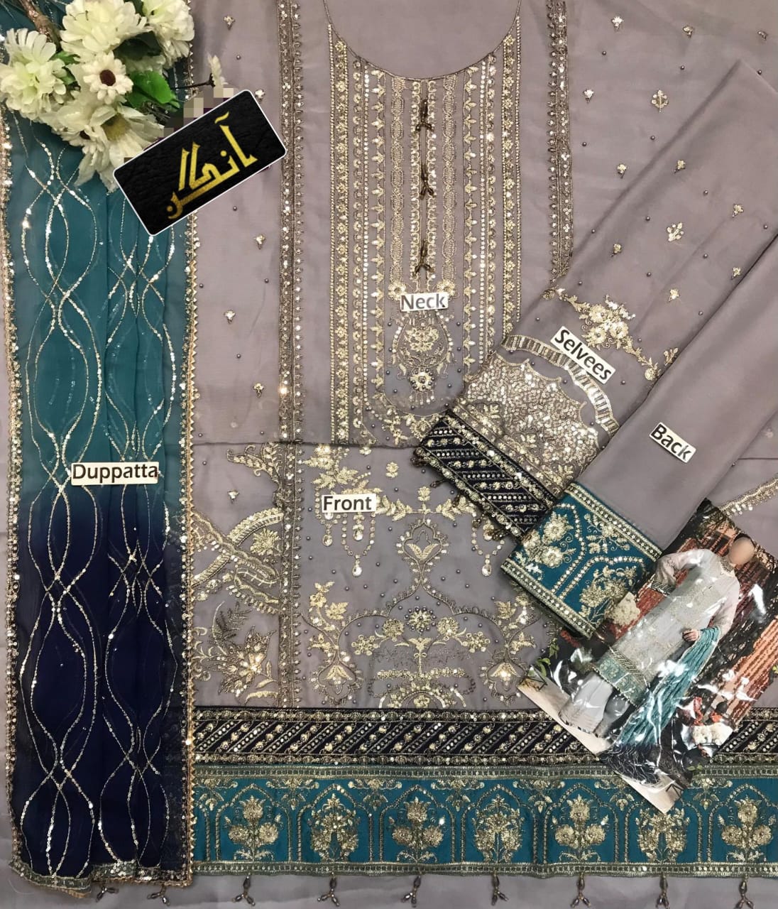 ADAN LIBAS Chiffon Embroidered luxury unstitched Suit