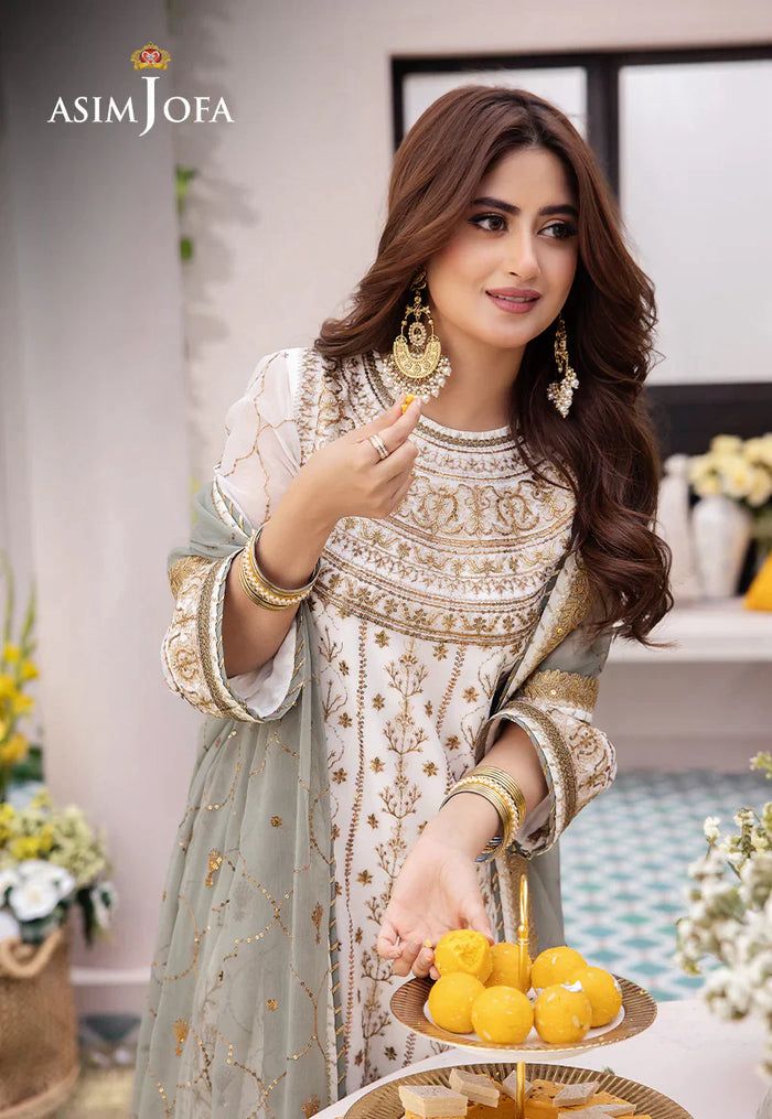 ASIM JOFA chiffon embroidered sequence luxury unstitched suit
