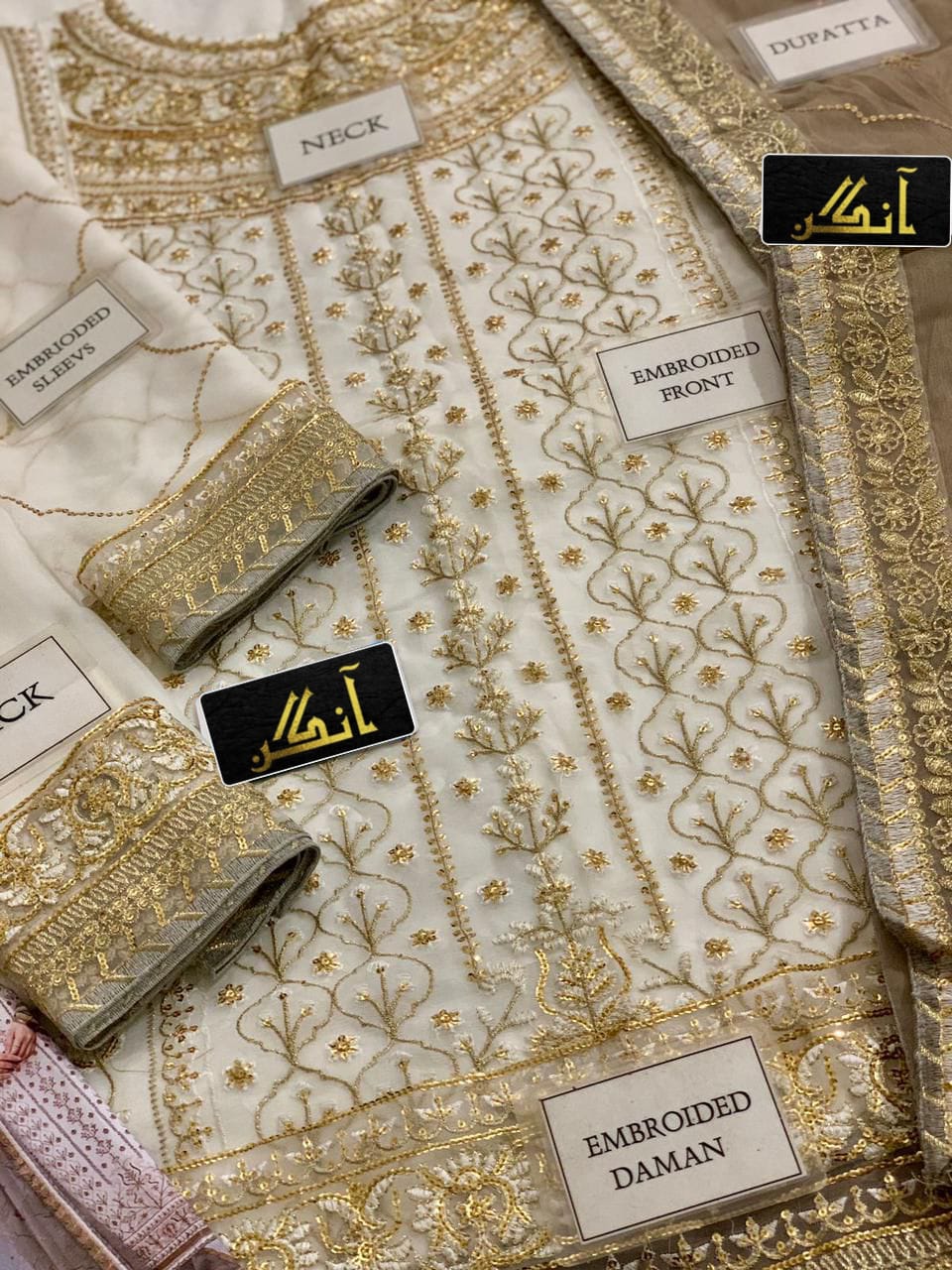 ASIM JOFA chiffon embroidered sequence luxury unstitched suit