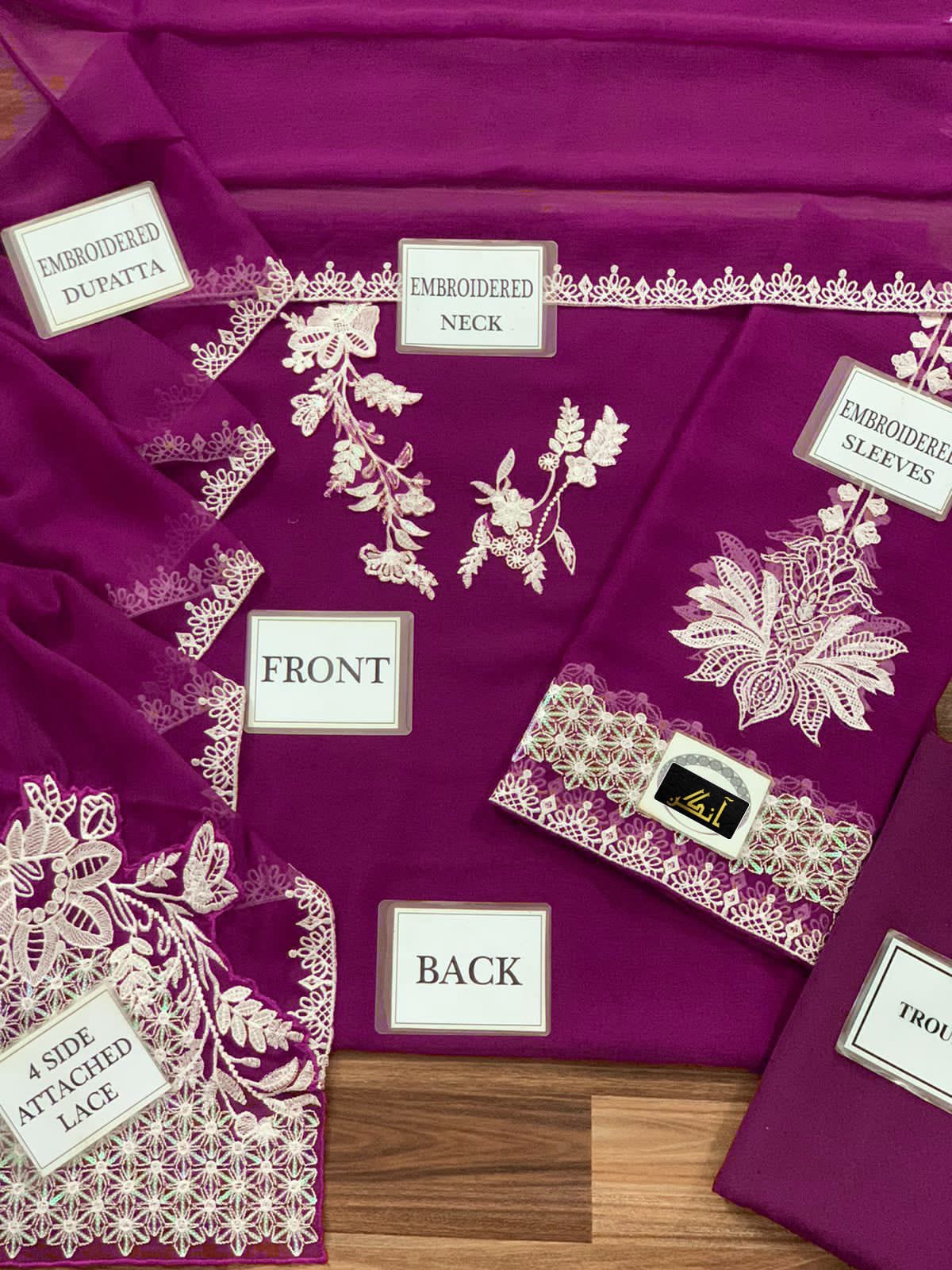 BAROQUE Chiffon embroidered unstitched Suit