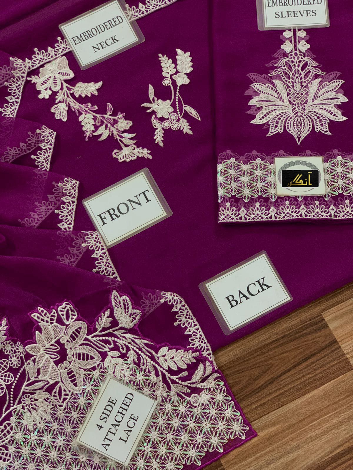 BAROQUE Chiffon embroidered unstitched Suit