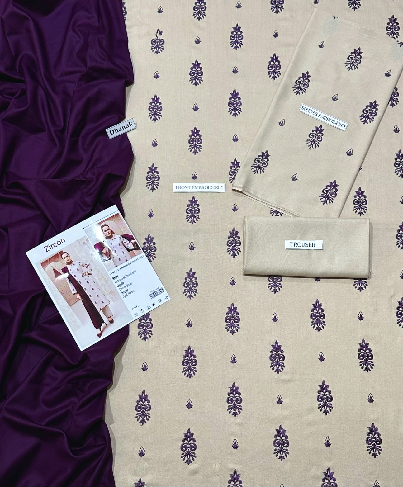 Zaroon Brand Luxury Embroidered Suit