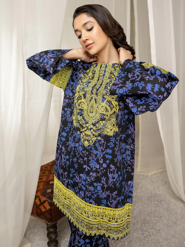 Limelight Summer Unstitched Printed Lawn 2Pc Suit U2479 Black