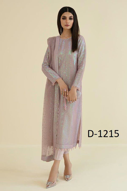 BAROQUE BRAND LUXURY EMBROIDERED CHIFFON