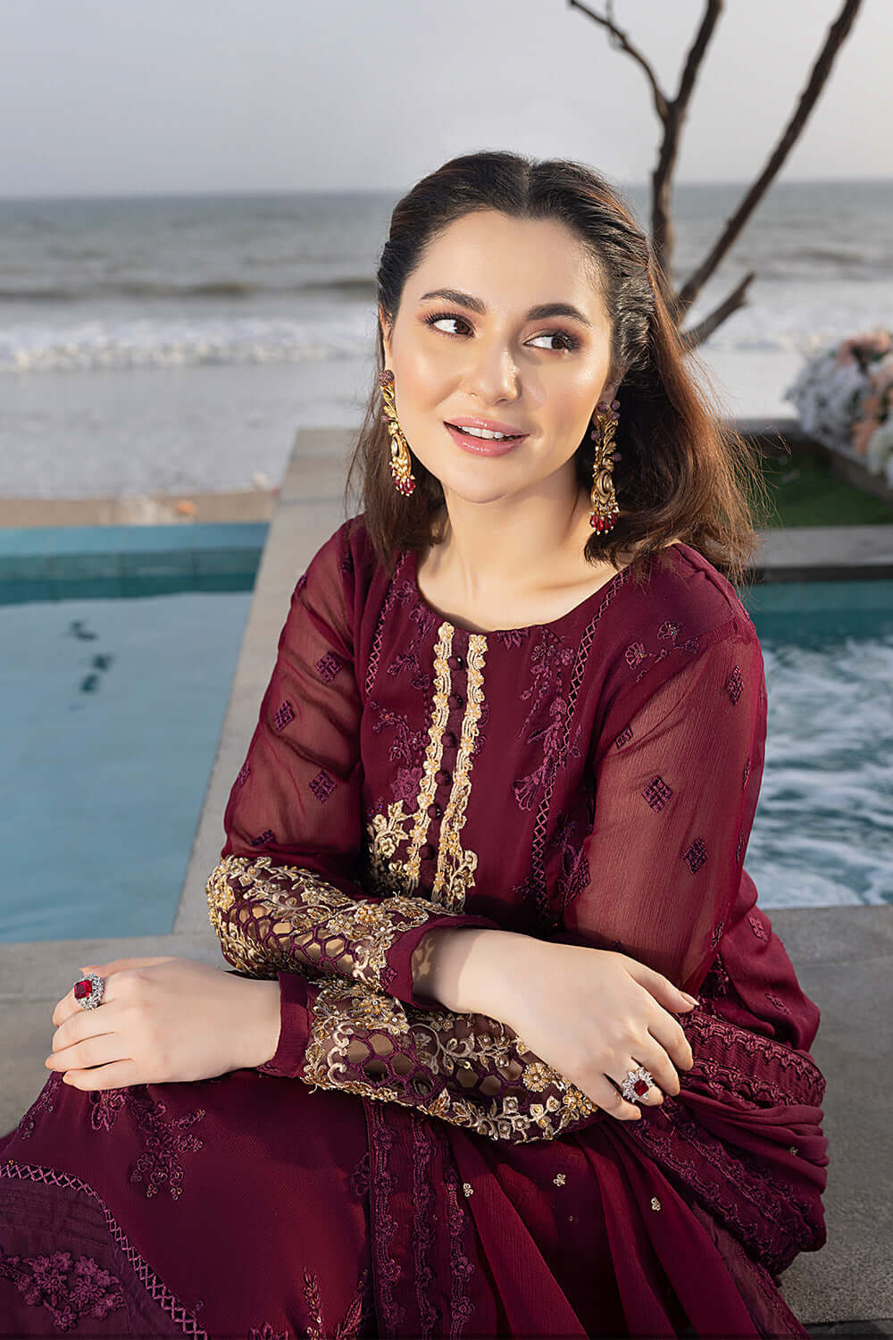 AZURE BRAND LUXURY CHIFFON EMBROIDERED