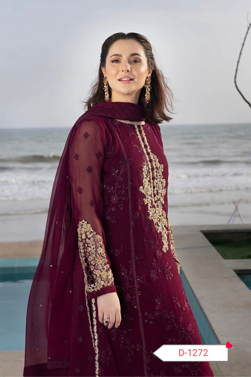 AZURE BRAND LUXURY CHIFFON EMBROIDERED