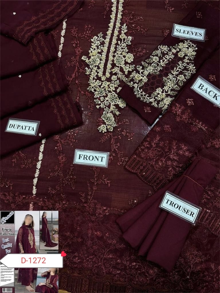 AZURE BRAND LUXURY CHIFFON EMBROIDERED