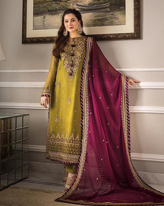 ASIMJOFA BRAND LUXURY CHIFFON EMBROIDERED