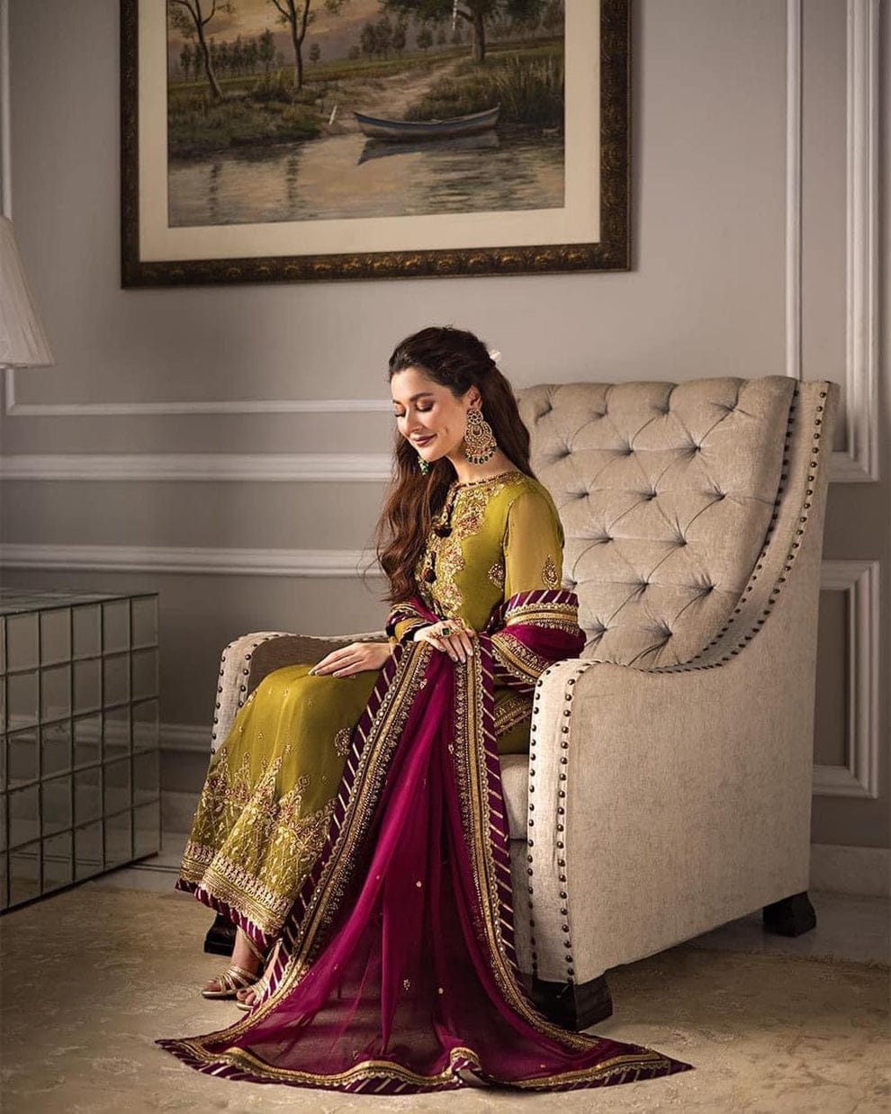 ASIMJOFA BRAND LUXURY CHIFFON EMBROIDERED