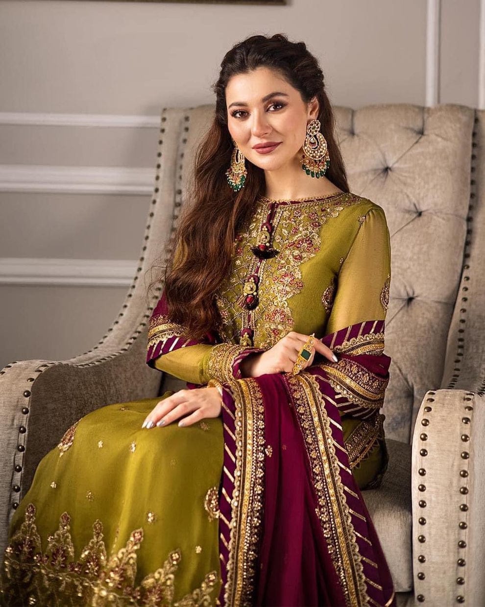 ASIMJOFA BRAND LUXURY CHIFFON EMBROIDERED