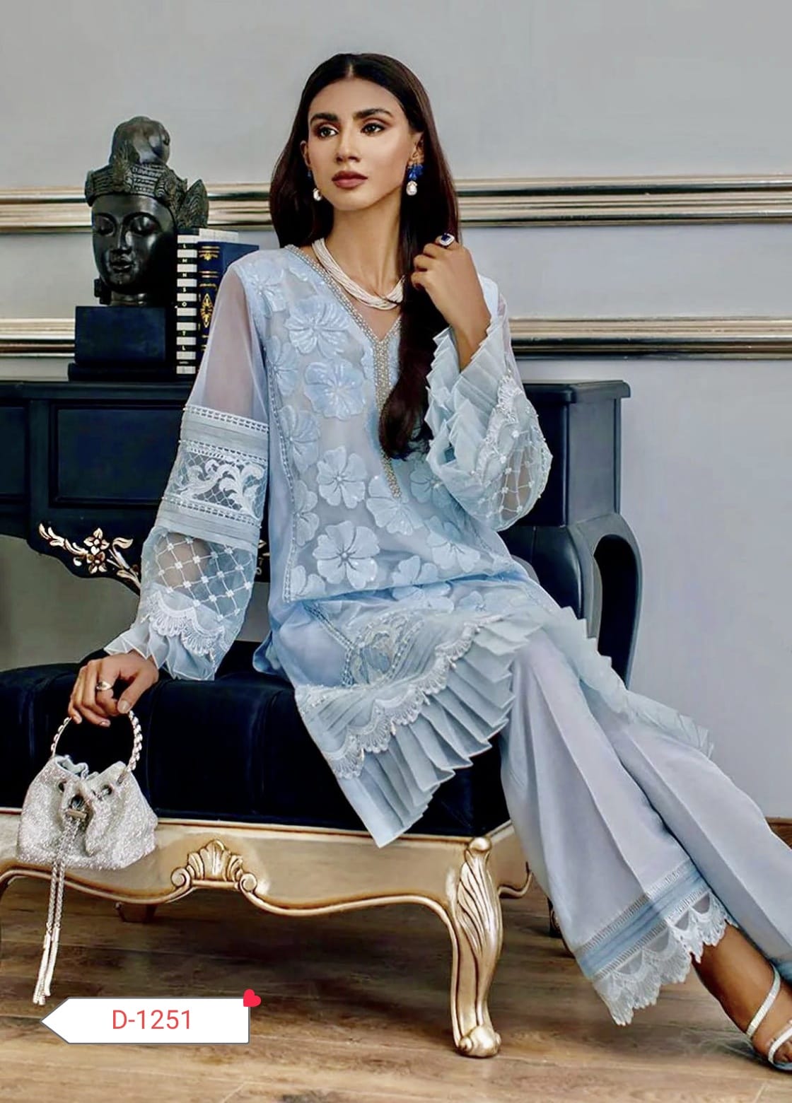 AGHA NOOR HAND EMBELLISHED ORGANZA WORK DRESS