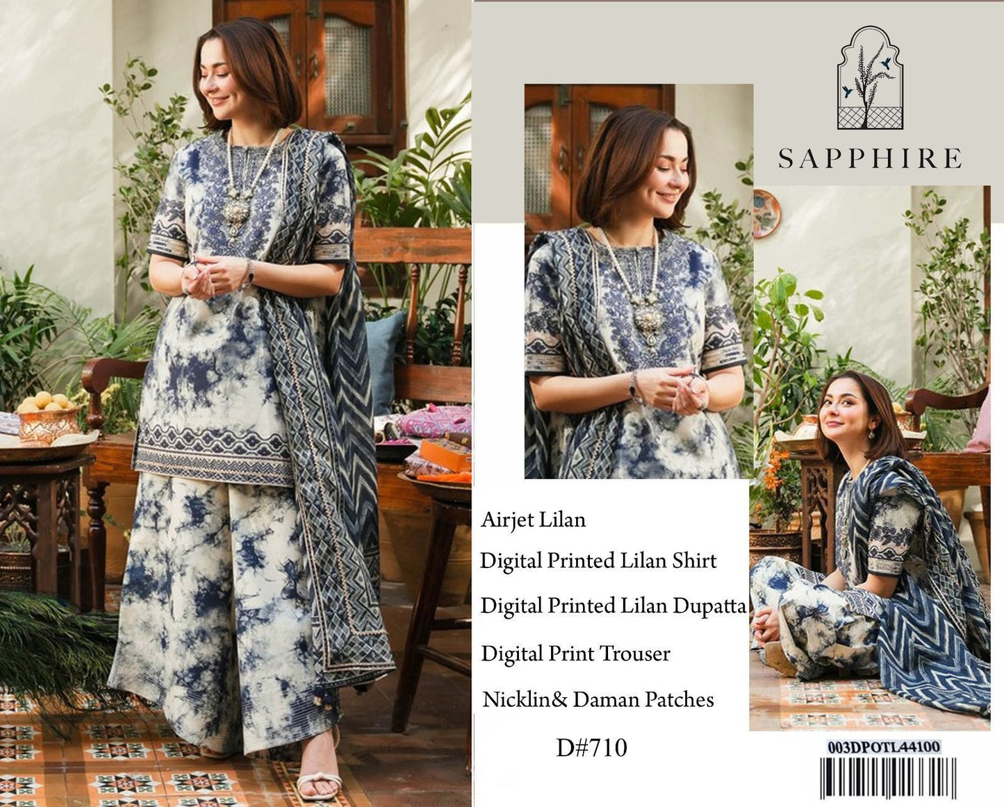 SAPPHIRE BRAND PRINTED EMBROIDERD ARTICLE