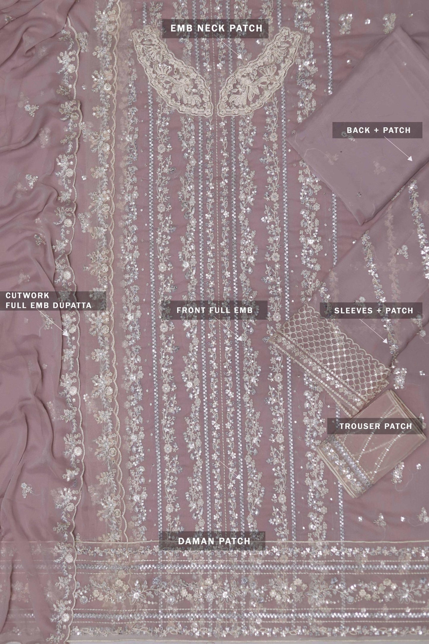 WEDDING EDITION AZURE CHIFFON EMBROIDERED ARTICLE