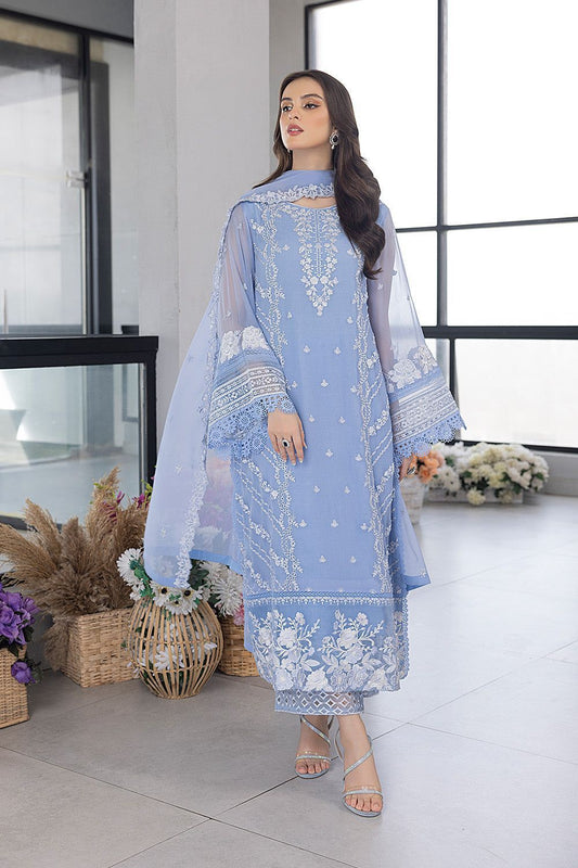 Azure Elegant premium organza embroidery suit