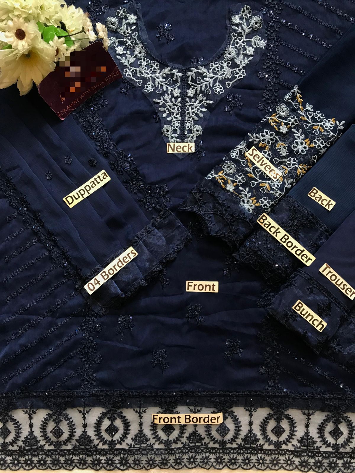 AZURE BRAND LUXURY CHIFFON EMBROIDERED ARTICLE
