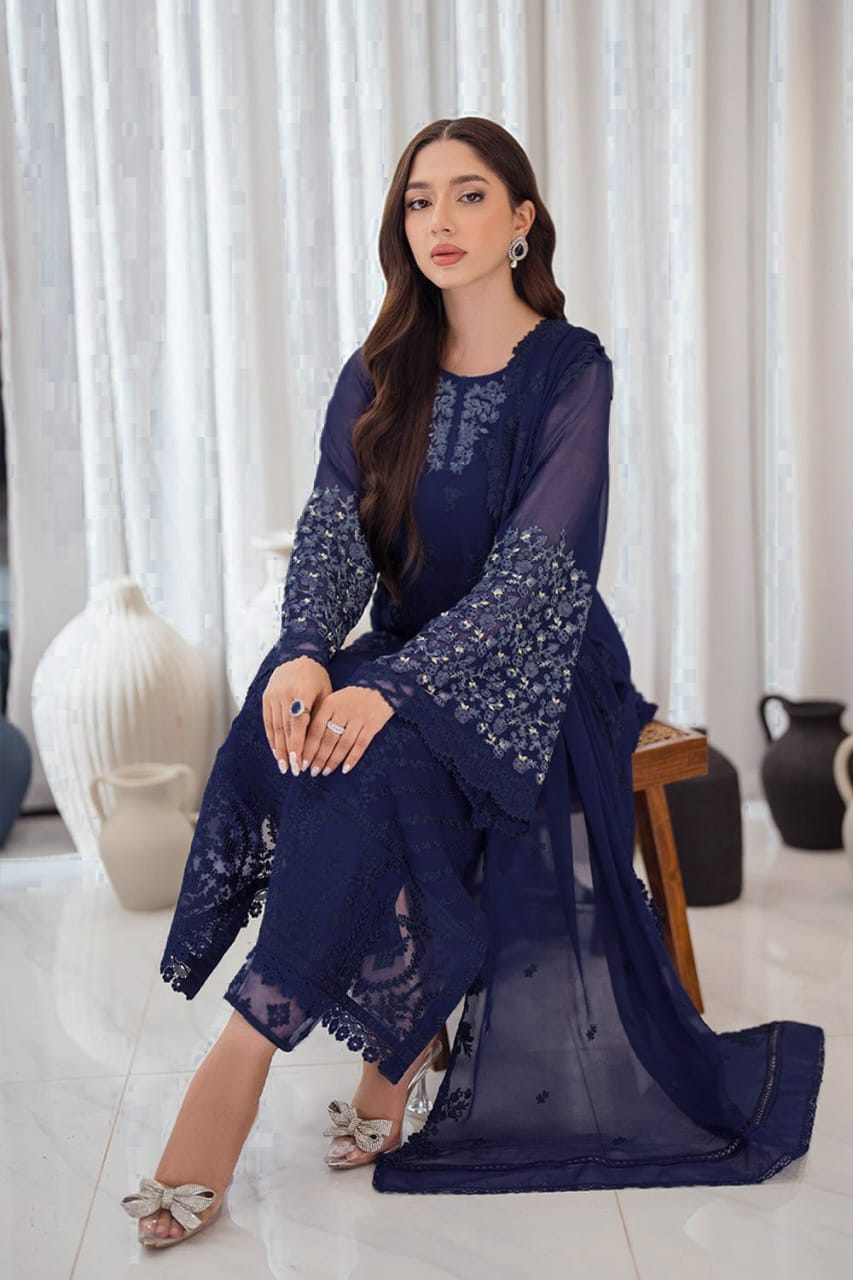 AZURE BRAND LUXURY CHIFFON EMBROIDERED ARTICLE