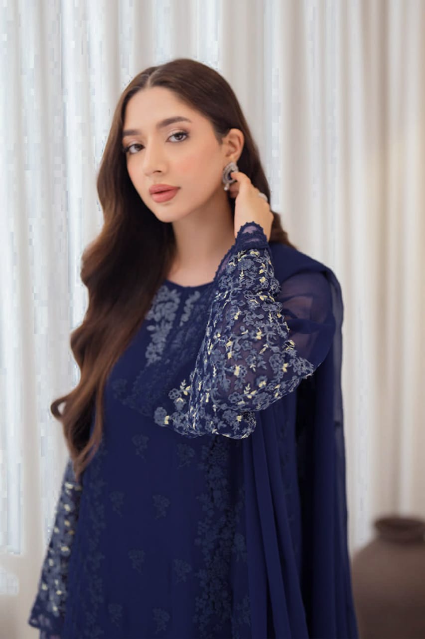 AZURE BRAND LUXURY CHIFFON EMBROIDERED ARTICLE
