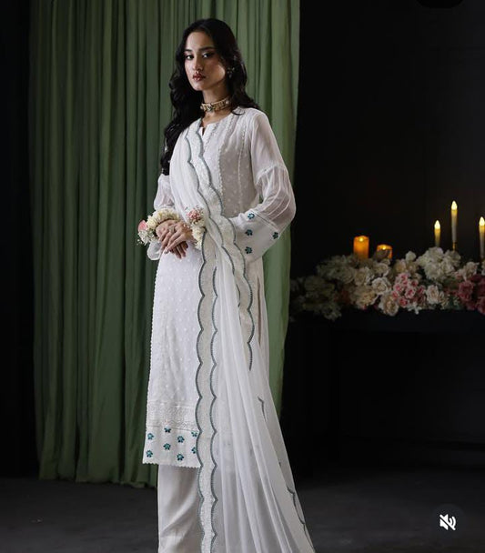 AZURE BRAND LUXURY CHIFFON EMBROIDERED SUIT
