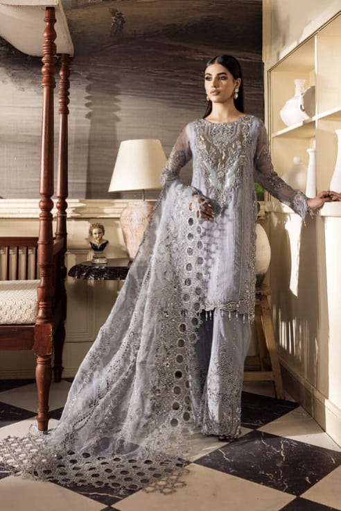 EMAAN ADEEL organza embroidered sequence hand embellished luxury suit