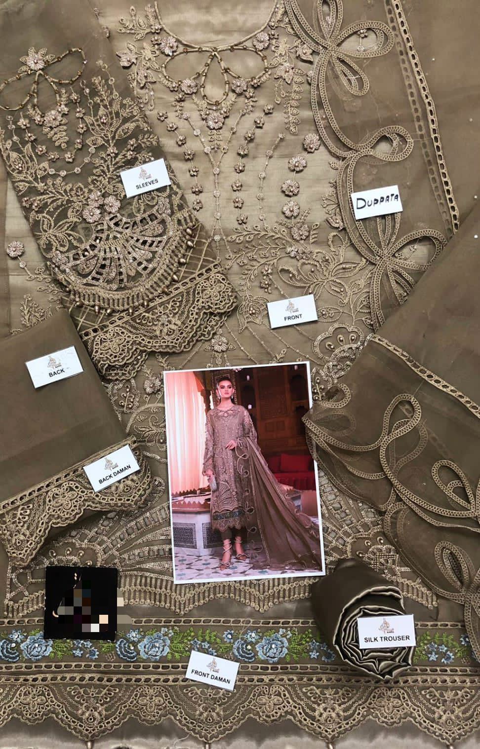 MARIA.B Organza embroidered & hand work unstitched suit