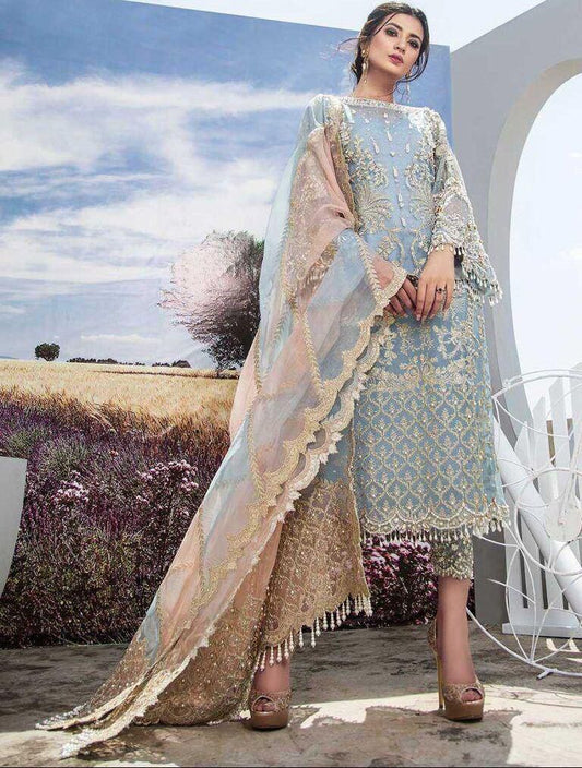 AGHA NOOR Organza Embroidered & sequence luxury unstitched suit
