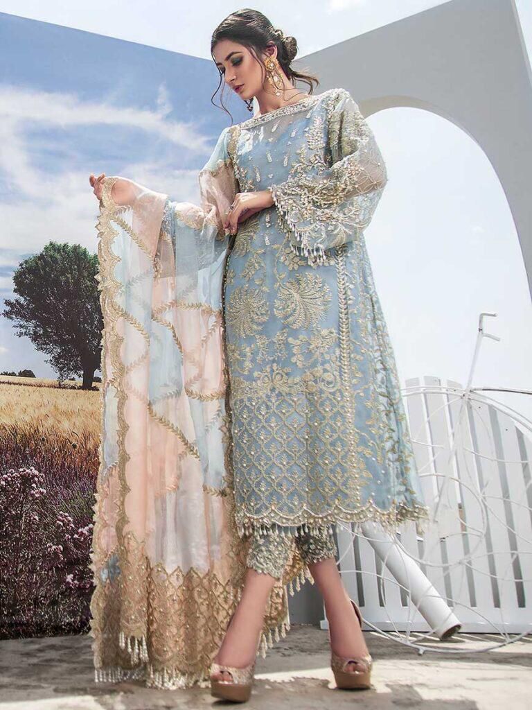 AGHA NOOR Organza Embroidered & sequence luxury unstitched suit