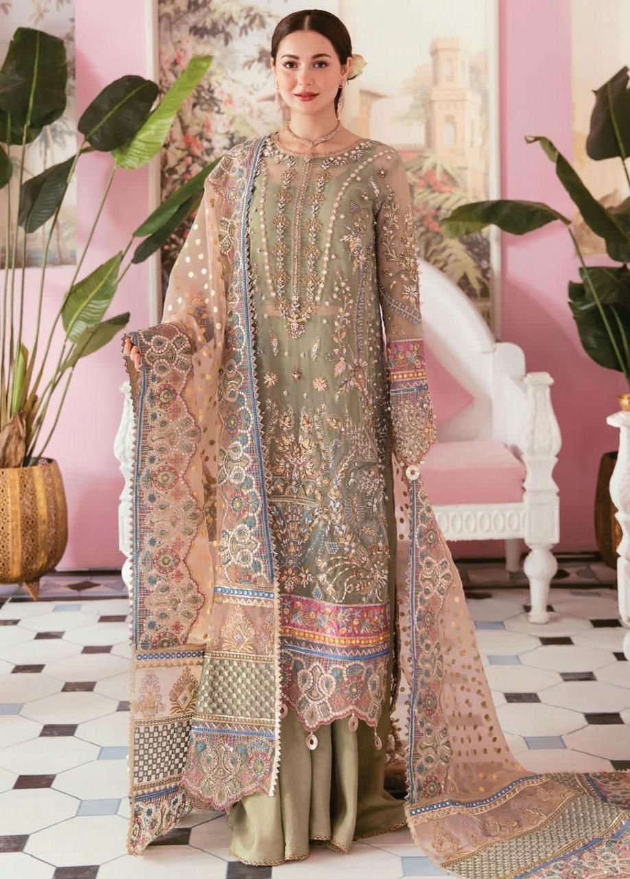 ELAF Organza Embroidered & sequence luxury unstitched Suit