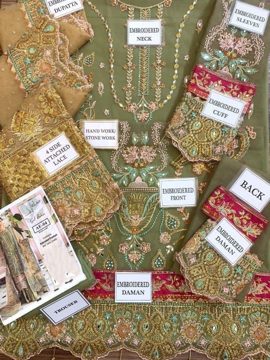 ELAF Organza Embroidered & sequence luxury unstitched Suit